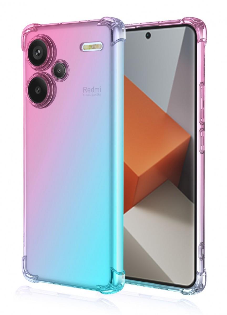 TopQ Kryt Xiaomi Redmi Note 13 Pro+ 5G Shock dúhový mentolovo-ružový 118193