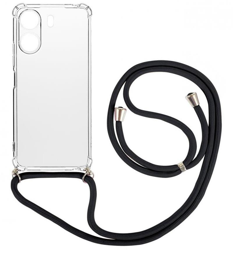 TopQ Kryt Xiaomi Redmi 13C s čiernou šnúrkou priehľadný 117925