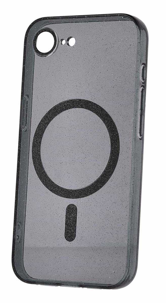 TopQ Glitter Magsafe pre iPhone 16e black clear