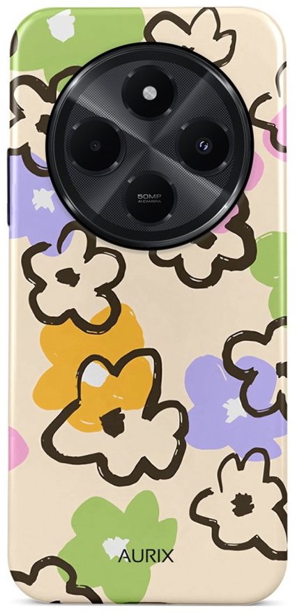 TopQ Kryt AURIX Xiaomi Redmi 14C pevný Flower Drawing 140118