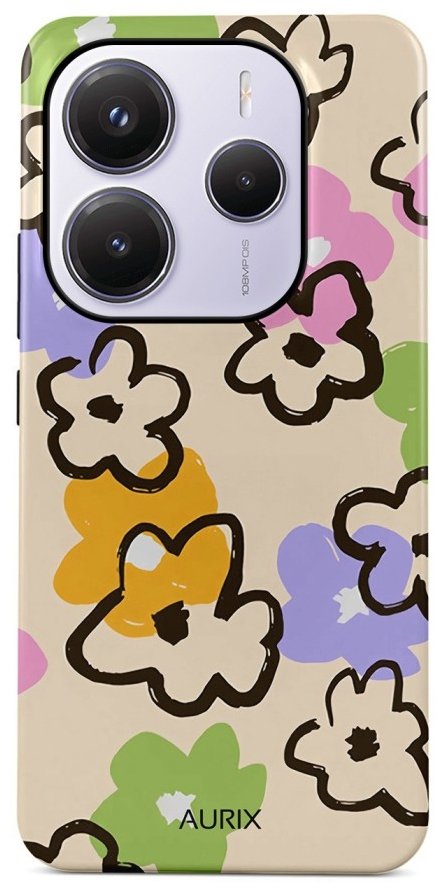 TopQ Kryt AURIX Xiaomi Redmi Note 14 5G pevný Flower Drawing 136502