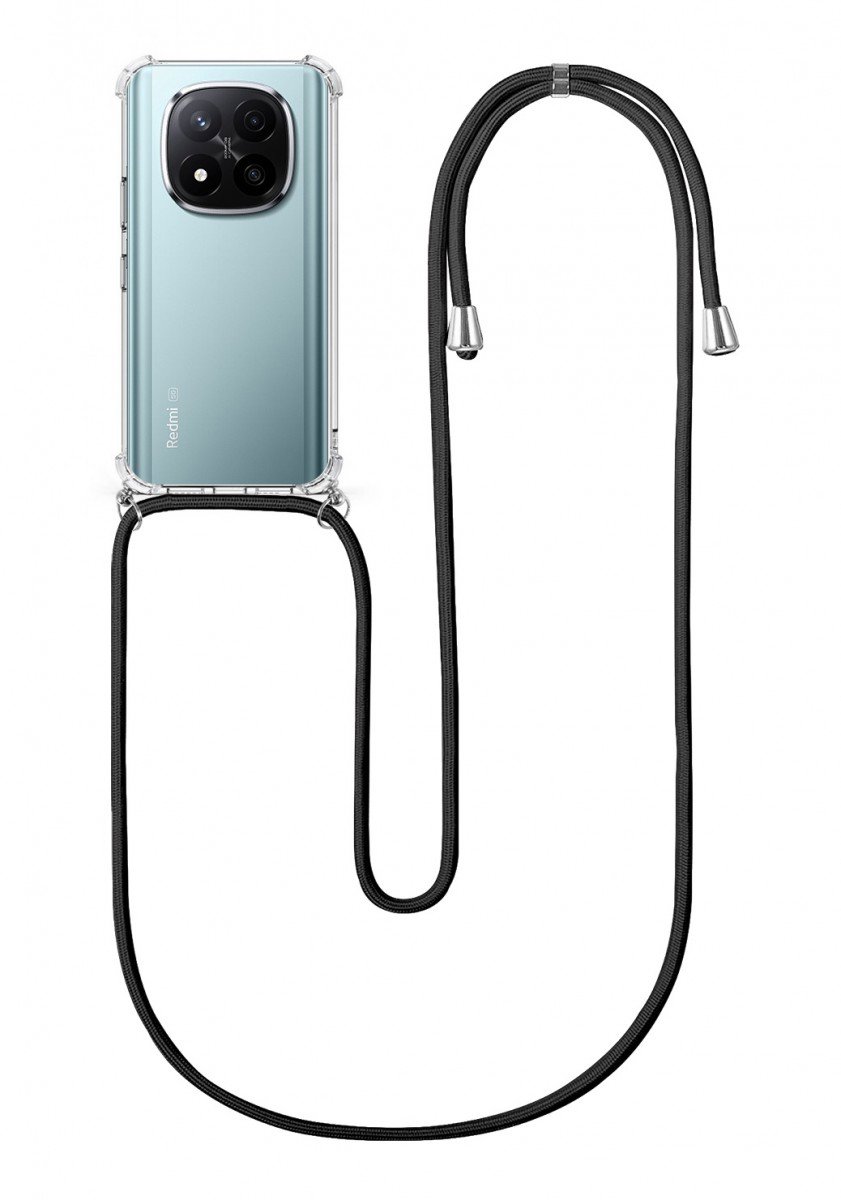 TopQ Kryt Xiaomi Redmi Note 14 Pro+ 5G s čiernou šnúrkou priehľadný 137020