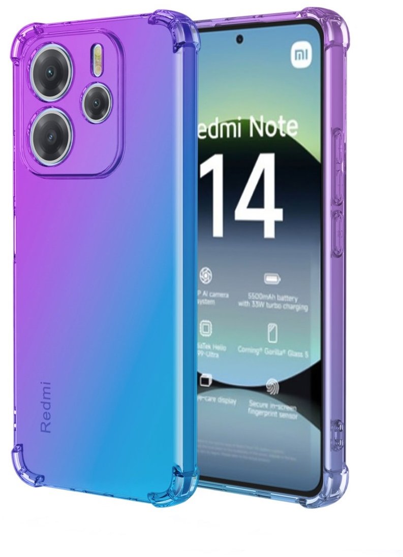 TopQ Kryt Xiaomi Redmi Note 14 Shock dúhový fialovo-modrý 136551