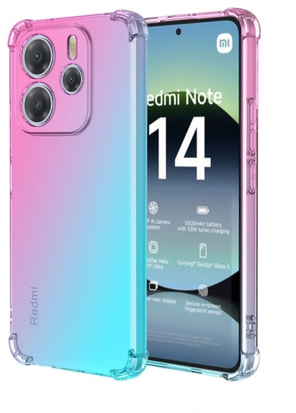 TopQ Kryt Xiaomi Redmi Note 14 Shock dúhový mentolovo-ružový 136552