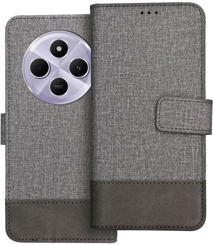 TopQ Puzdro GOMMA Xiaomi Redmi 14C knižkové sivé 138049