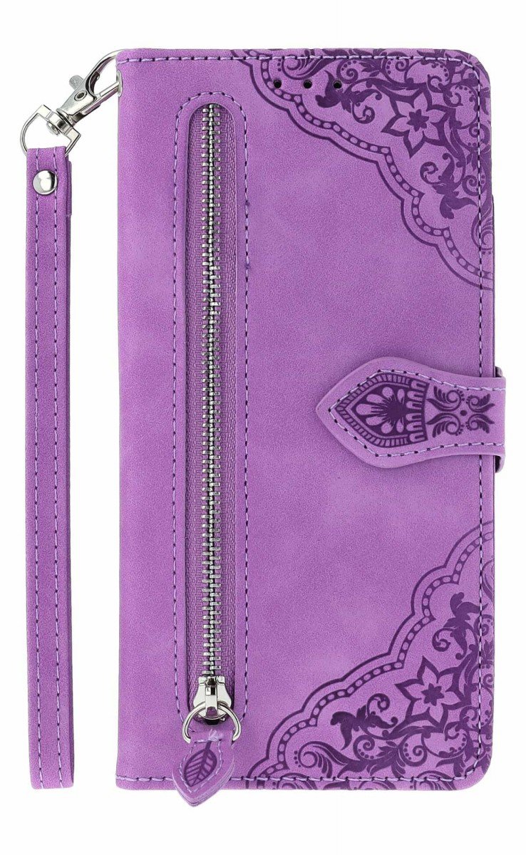 TopQ Puzdro Xiaomi Redmi Note 14 knižkové so zipsom fialové 136583