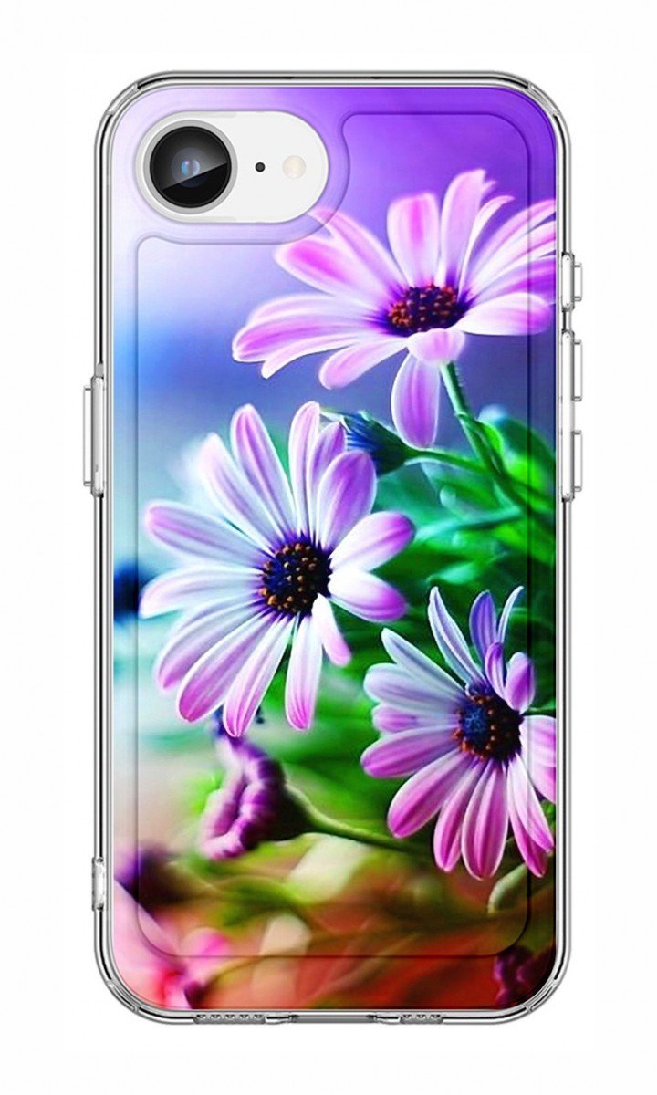TopQ Kryt Image iPhone 16e pevný Fialové kvety 138387