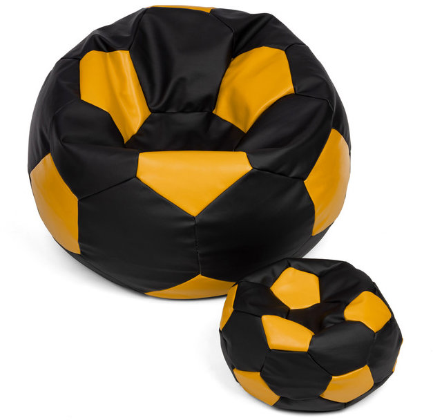 TopKing Sedací vak lopta XXXL 100 cm + podnožník XL 35 cm, čierno/žltý