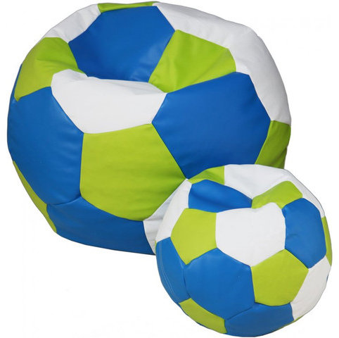 TopKing Sedací vak lopta XXXL 100 cm + podnožník XL 35 cm, modro/bielo/zelený
