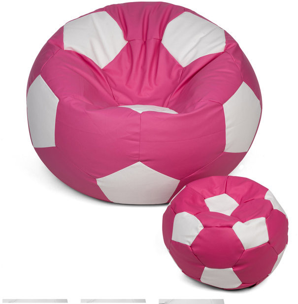 TopKing Sedací vak lopta XXXL 100 cm + podnožník XL 35 cm, ružovo/biely
