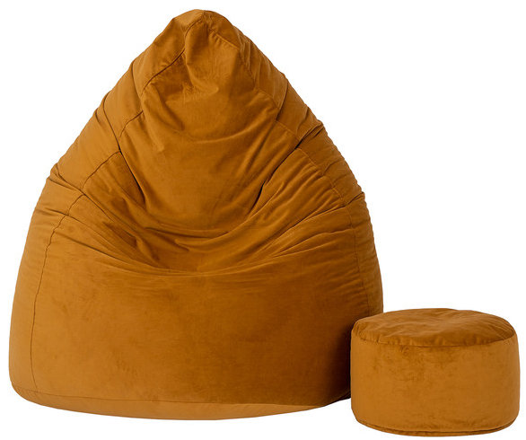 TopKing Sedací vak XXXXL + podnožník XL velúr, hnedý