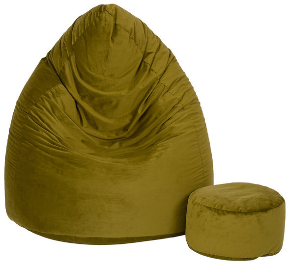 TopKing Sedací vak XXXXL + podnožník XL velúr, khaki