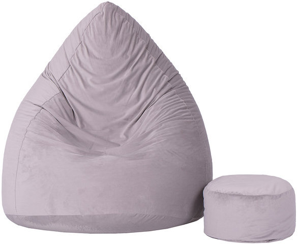 TopKing Sedací vak XXXXL + podnožník XL velúr, sivý