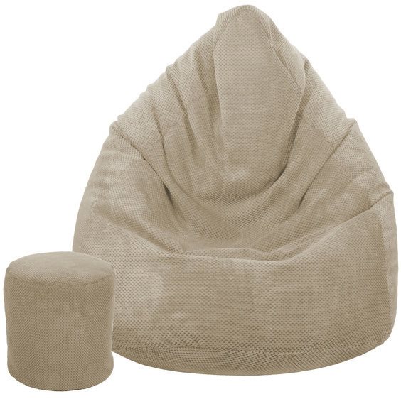 TopKing Sedací vak XXXXL + podnožník XL plyš, svetlohnedý