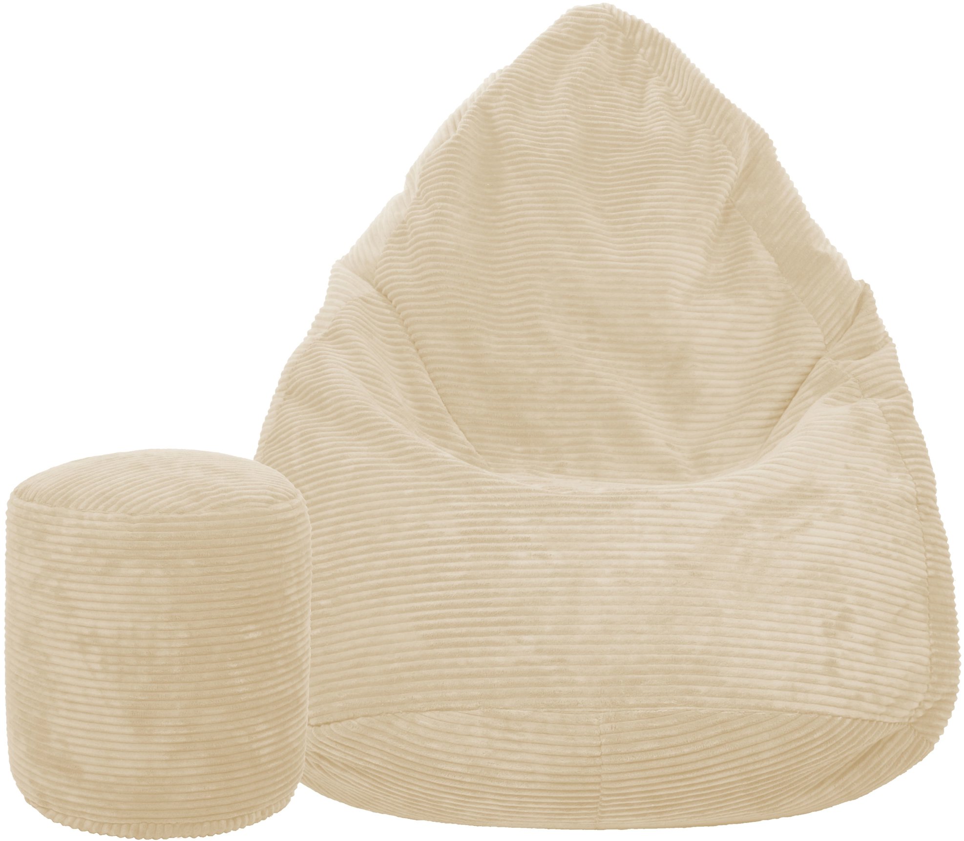 TopKing Sedací vak + podnožník XL menčester Lincoln, béžový, 125 cm
