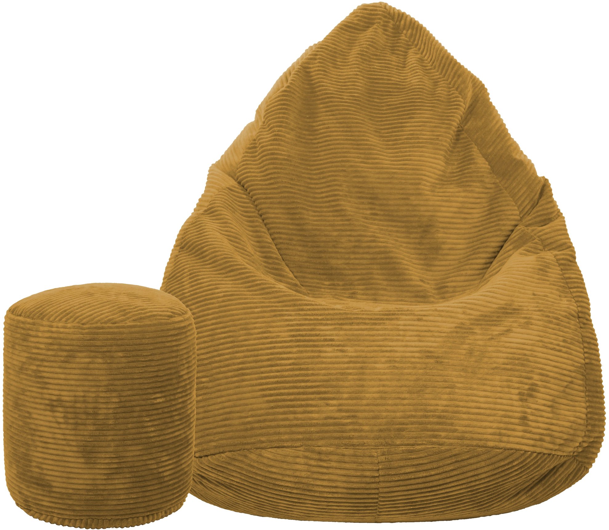 TopKing Sedací vak + podnožník XL menčester Lincoln, horčicový, 125 cm