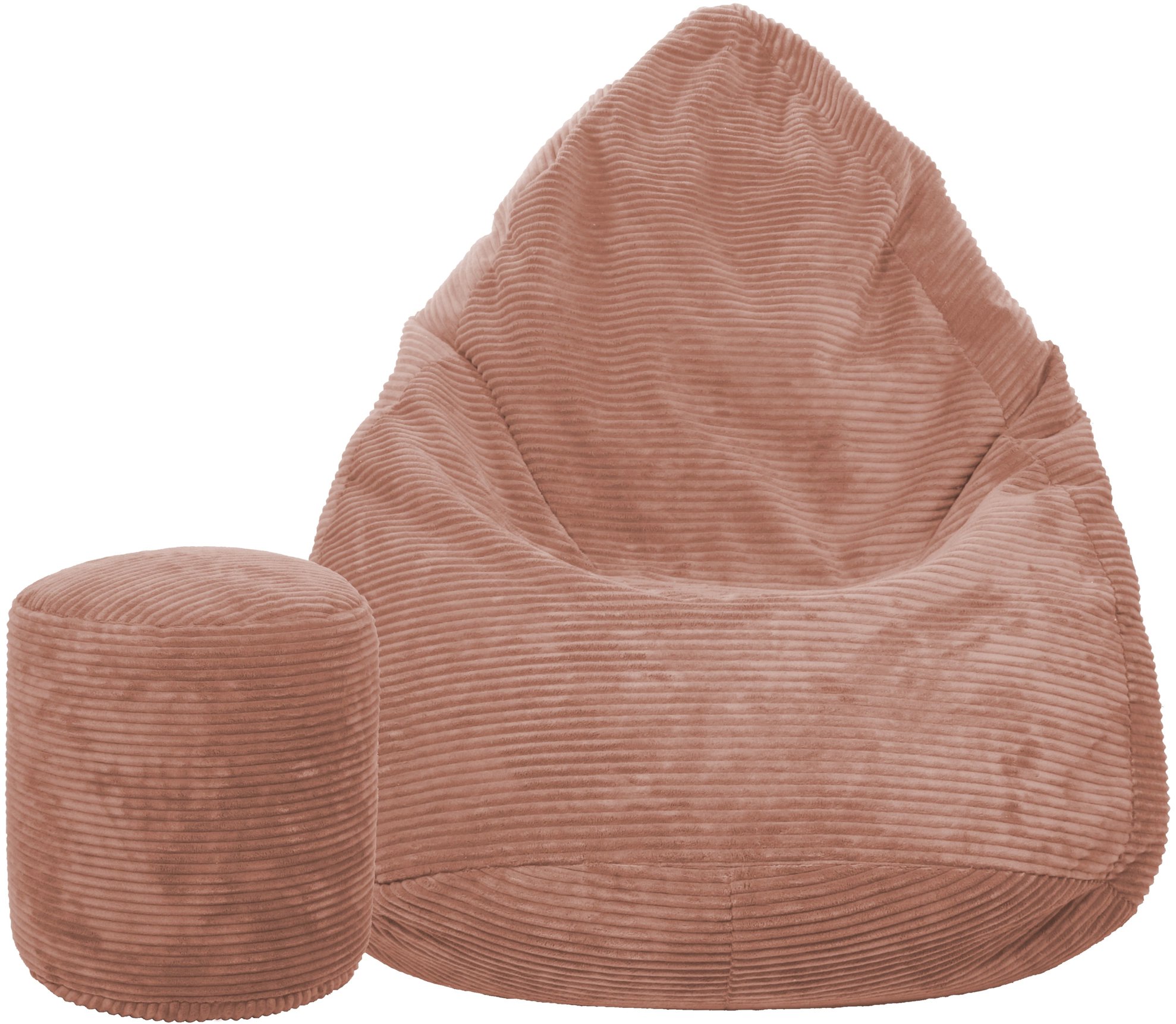 TopKing Sedací vak + podnožka XL menčester Lincoln, staroružový, 125 cm
