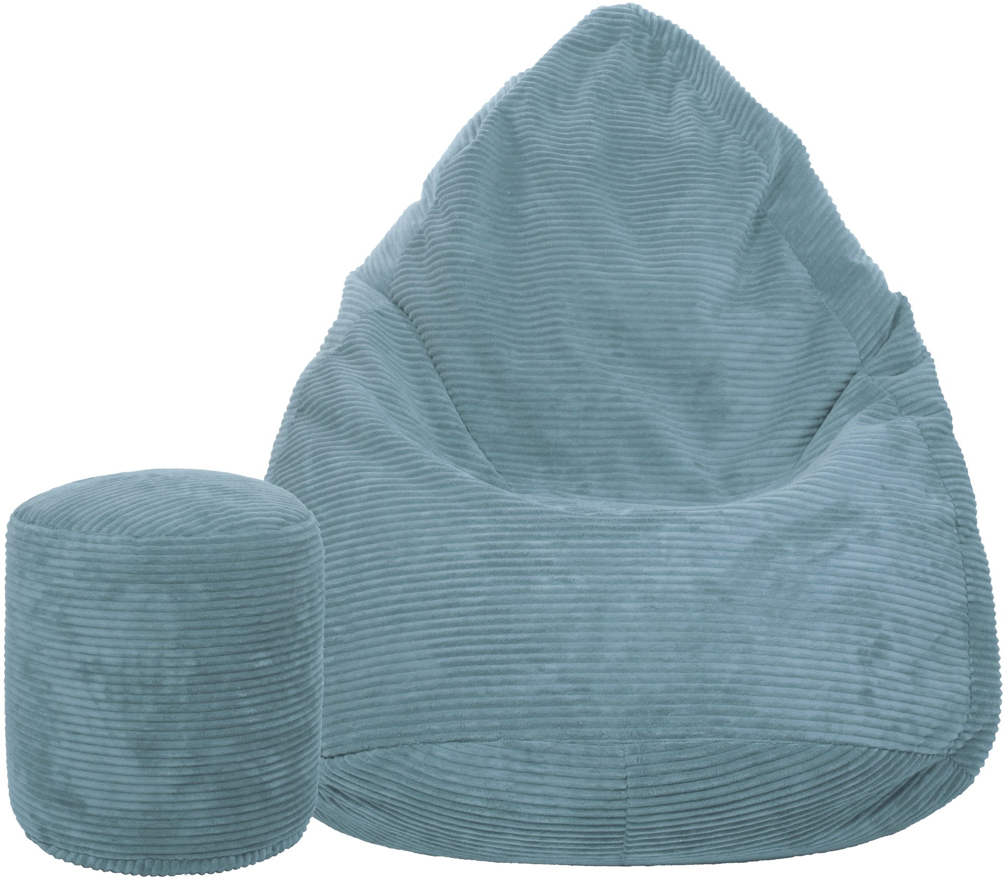 TopKing Sedací vak + podnožka XL menčester Lincoln, svetlomodrý, 125 cm