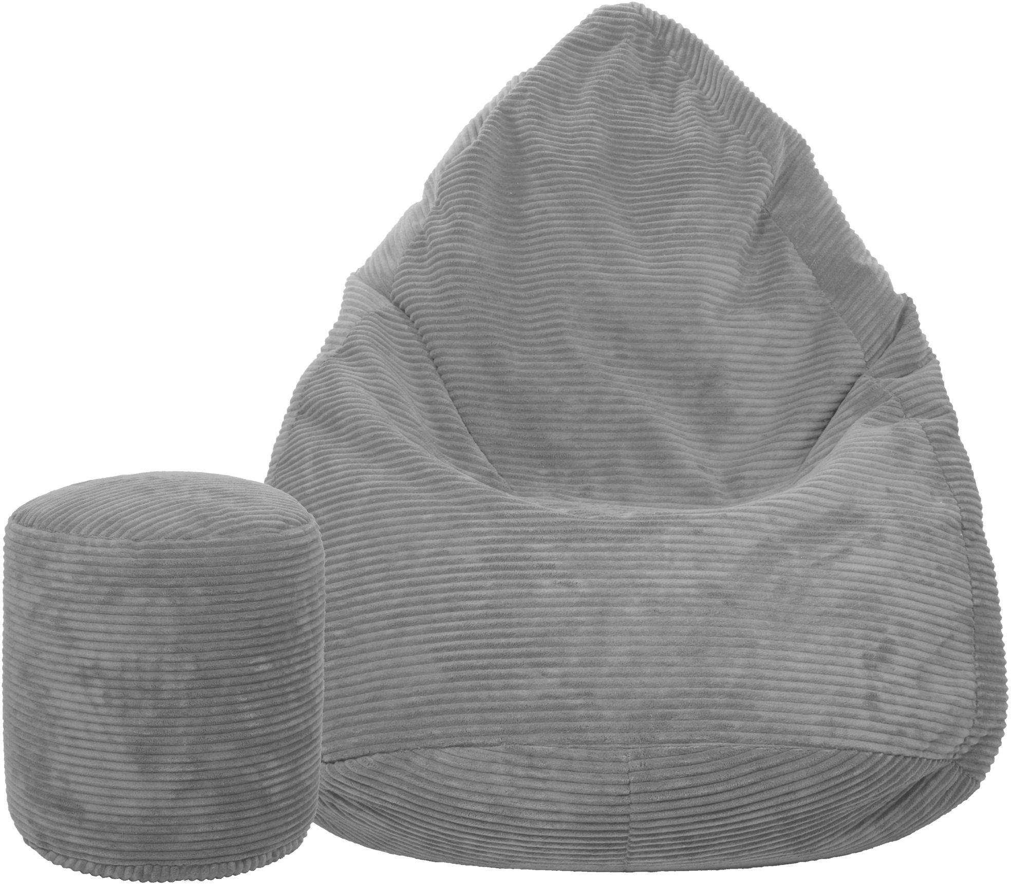 TopKing Sedací vak + podnožník XL menčester Lincoln, sivý, 125 cm