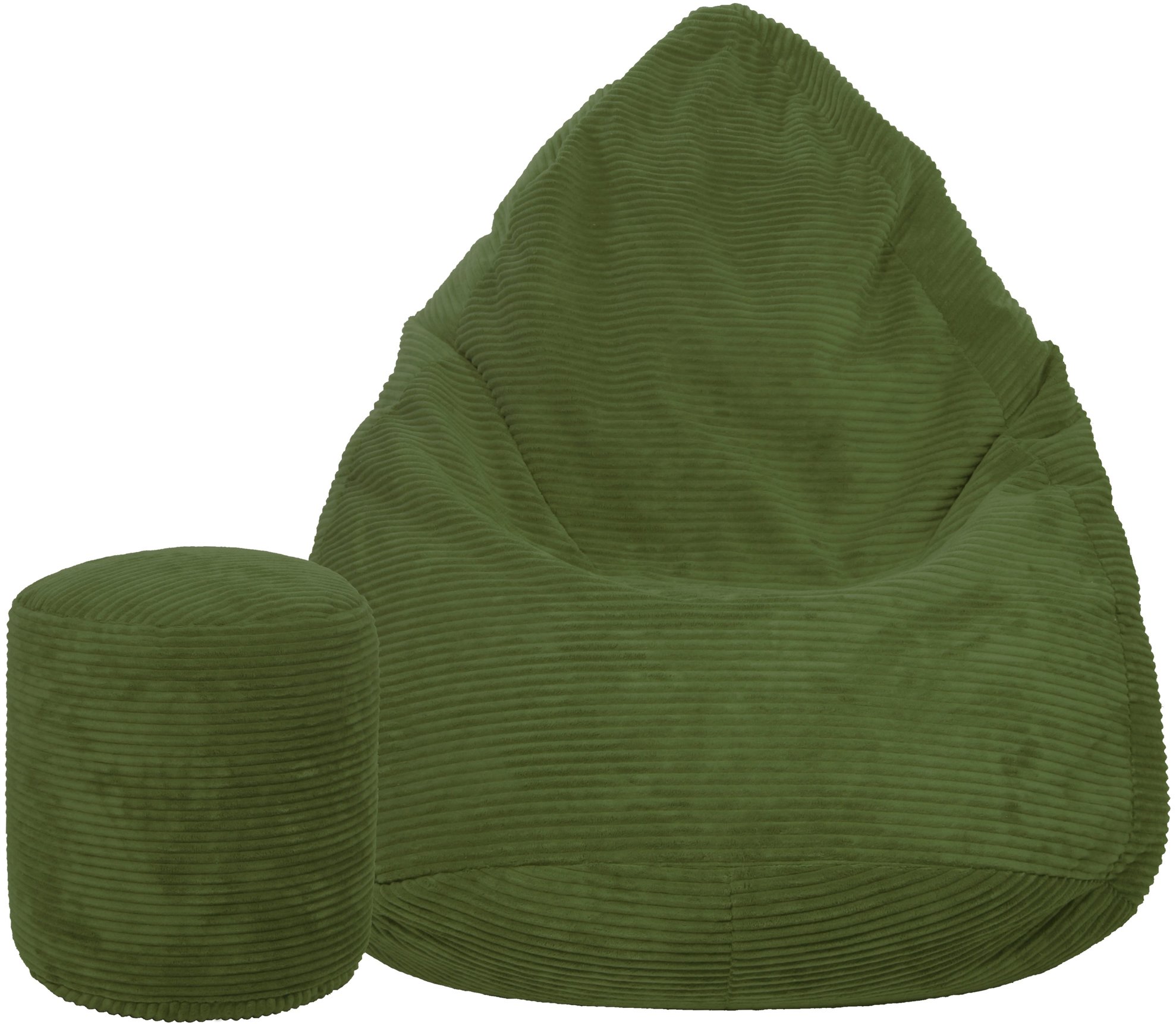 TopKing Sedací vak + podnožka XL menčester Lincoln, tmavozelený, 125 cm