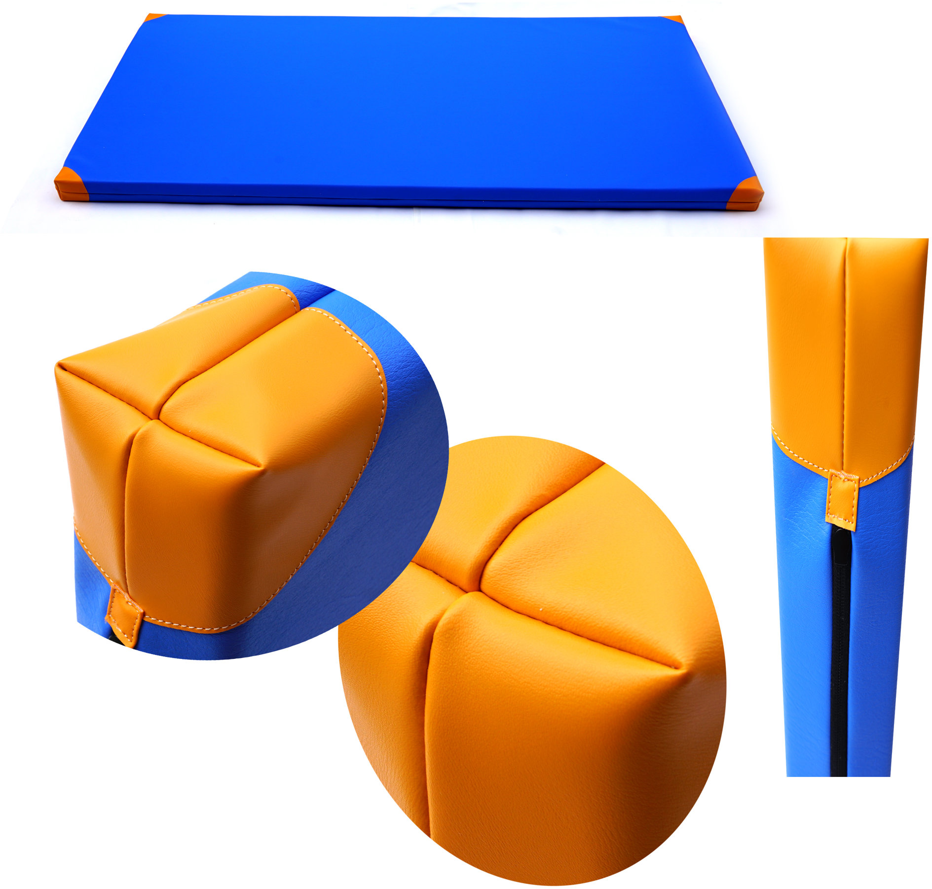 TopKing Profesionálna gymnastická žinenka pre športovcov 200 × 120 × 10 cm Modrá/Oranžová