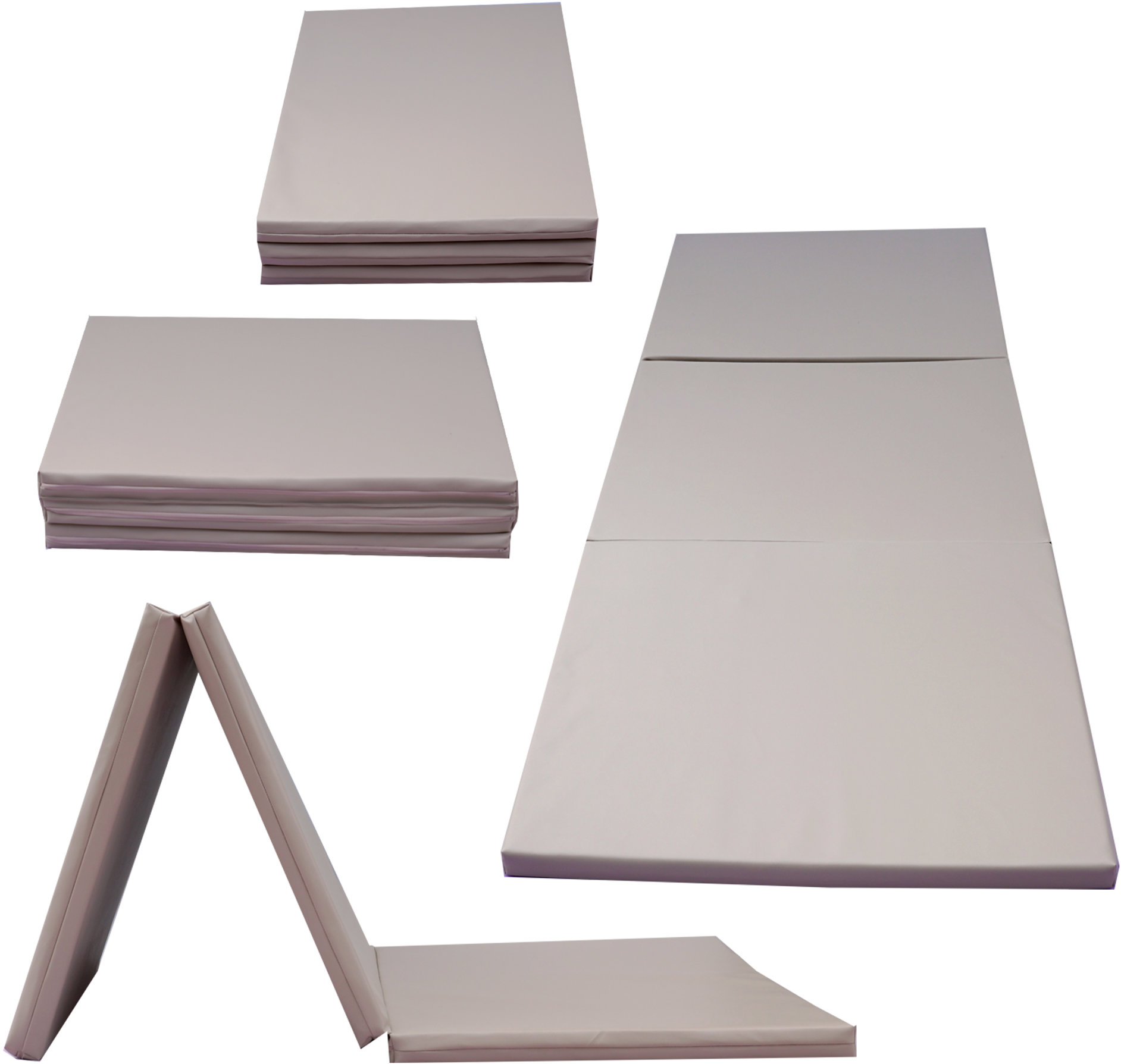 TopKing Skladací gymnastický a rehabilitačný matrac 3-dielny 195 × 85 × 5 cm Béžový