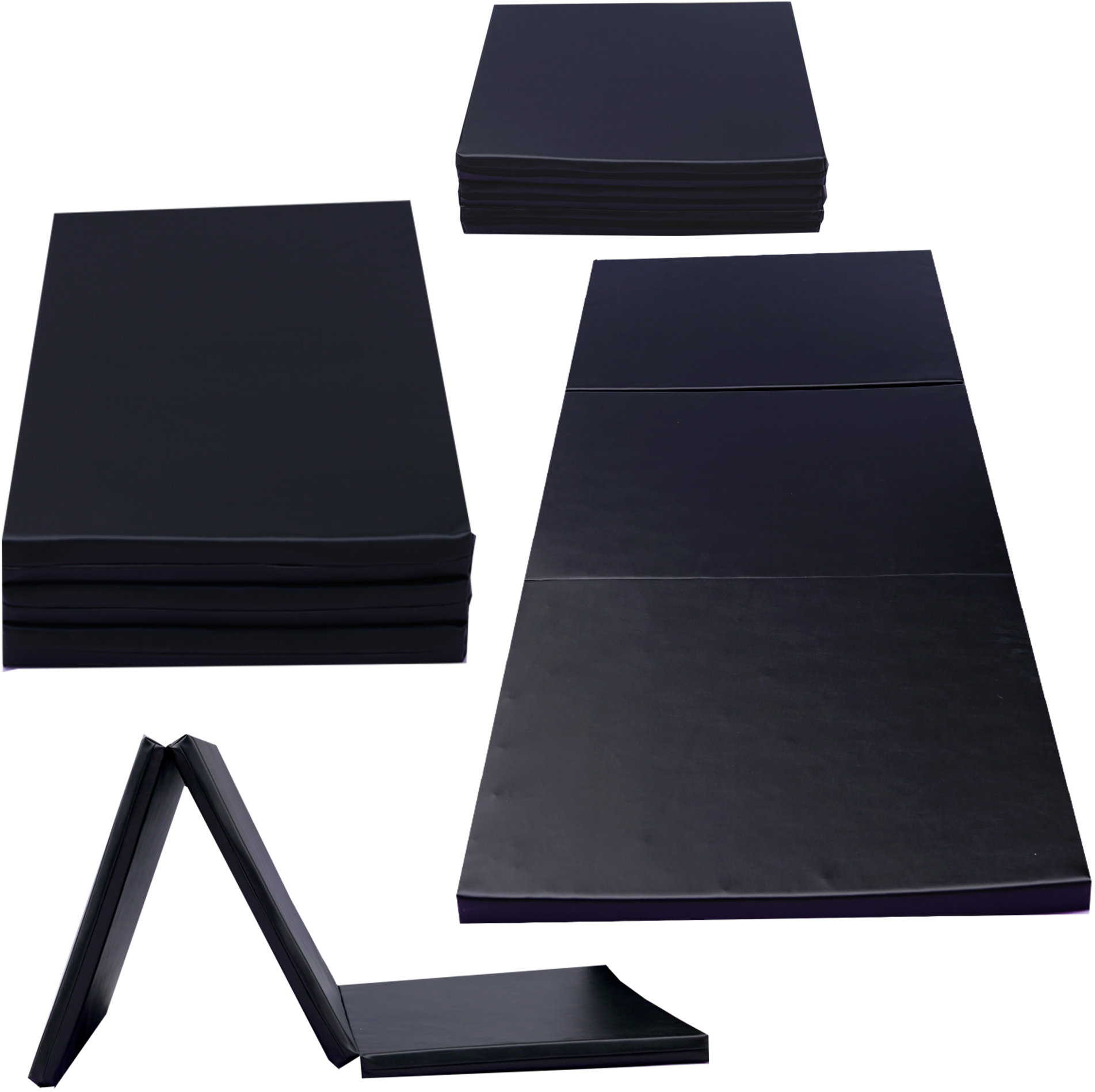 TopKing Skladací gymnastický a rehabilitačný matrac 3-dielny 195 × 85 × 5 cm čierny