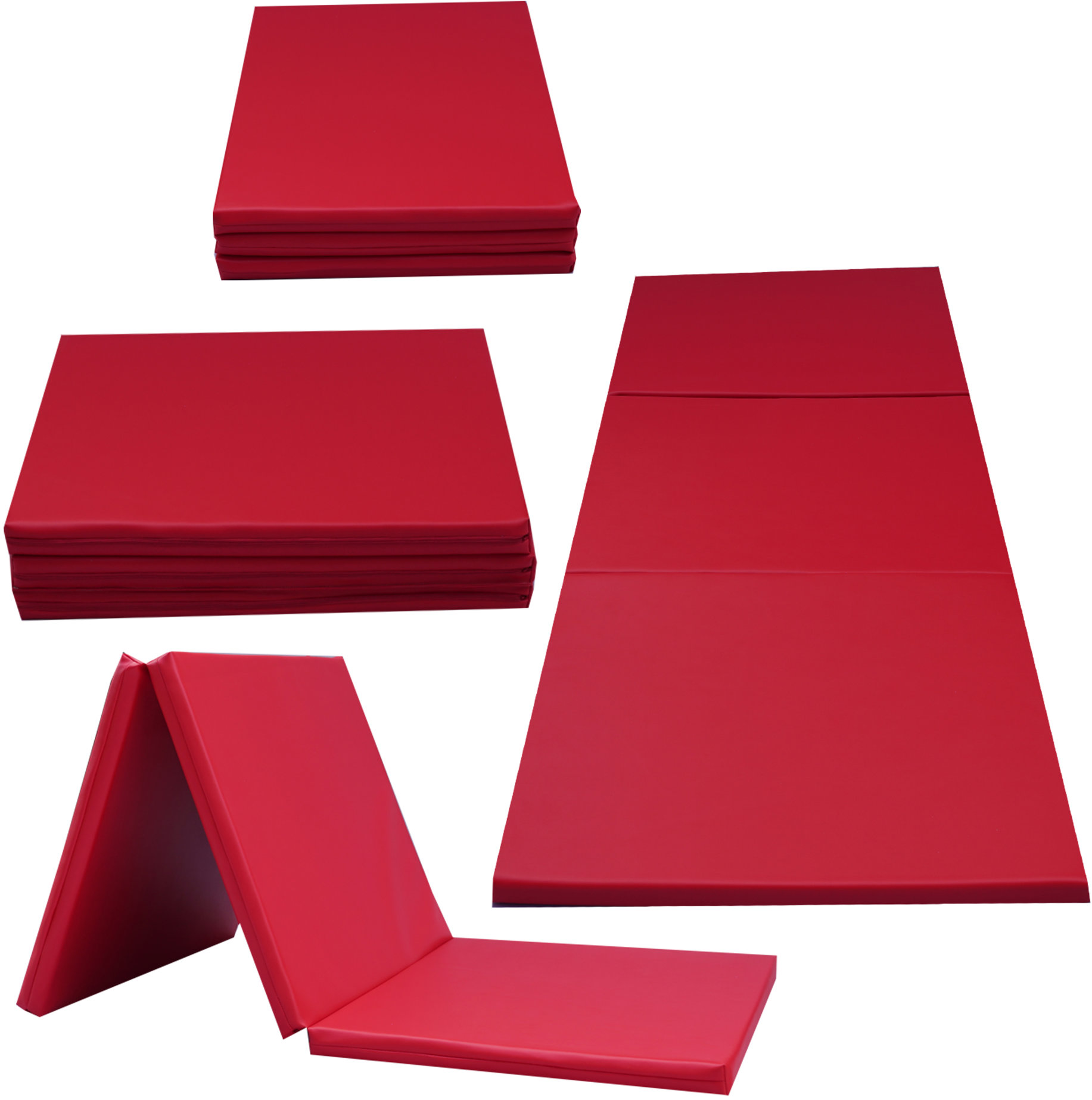 TopKing Skladací gymnastický a rehabilitačný matrac 3-dielny 195 × 85 × 5 cm Červený