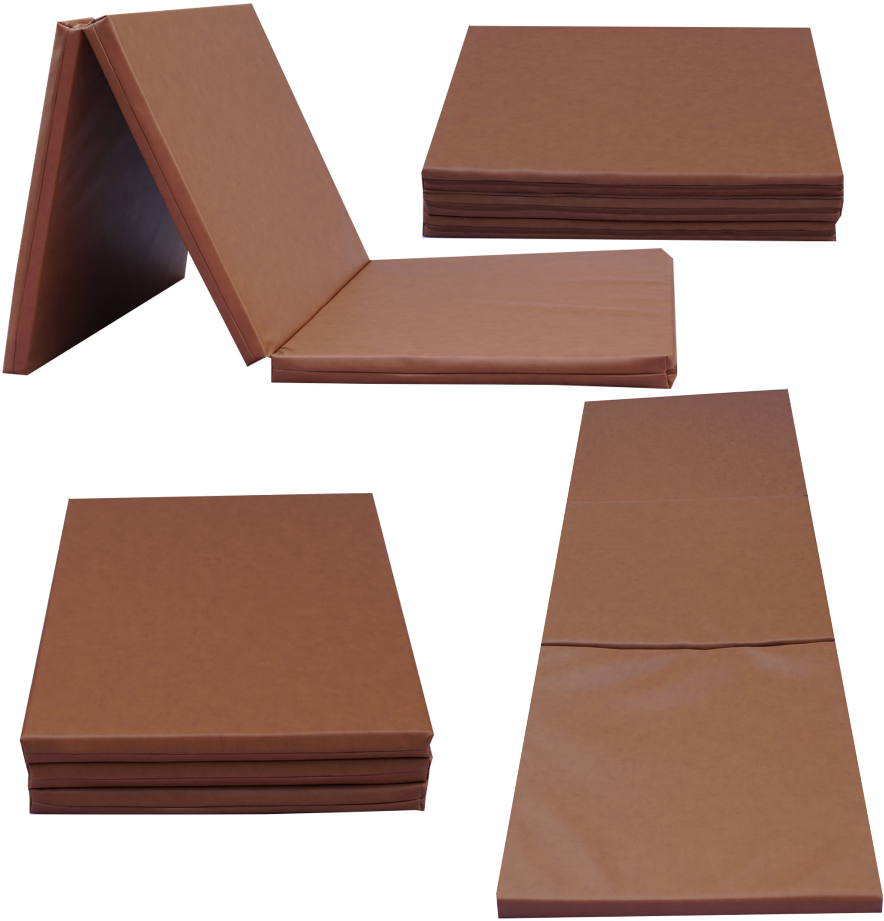TopKing Skladací gymnastický a rehabilitačný matrac 3-dielny 195 × 85 × 5 cm Hnedá