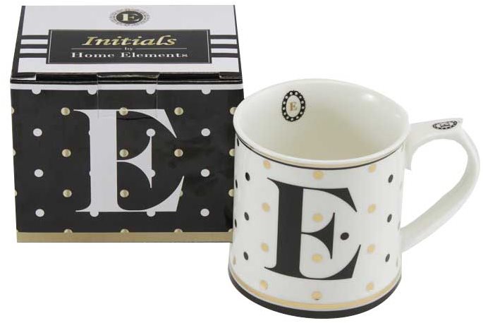 HOME ELEMENTS Porcelánový hrnček – Písmeno E