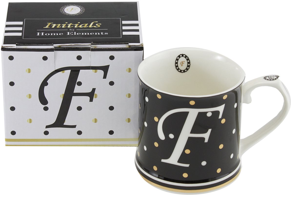 HOME ELEMENTS Porcelánový hrnček – Písmeno F