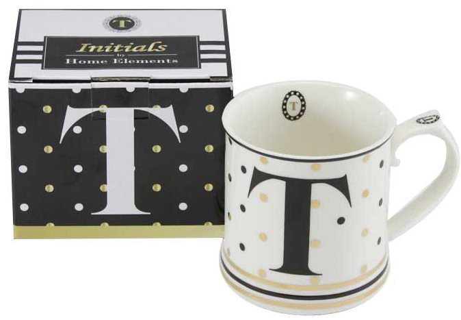 HOME ELEMENTS Porcelánový hrnček – Písmeno T