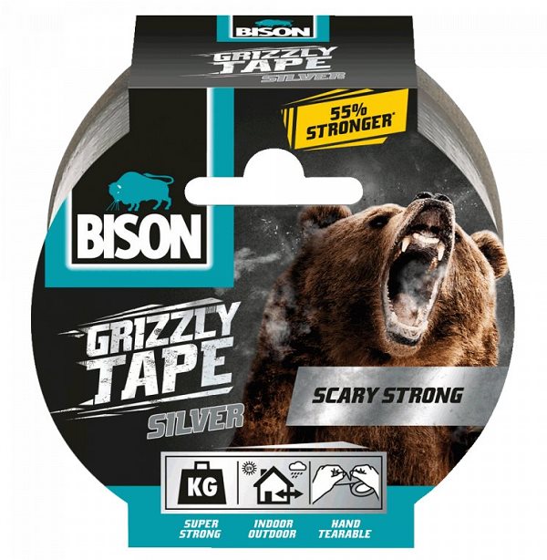 BISON GRIZZLY TAPE 10 m strieborná