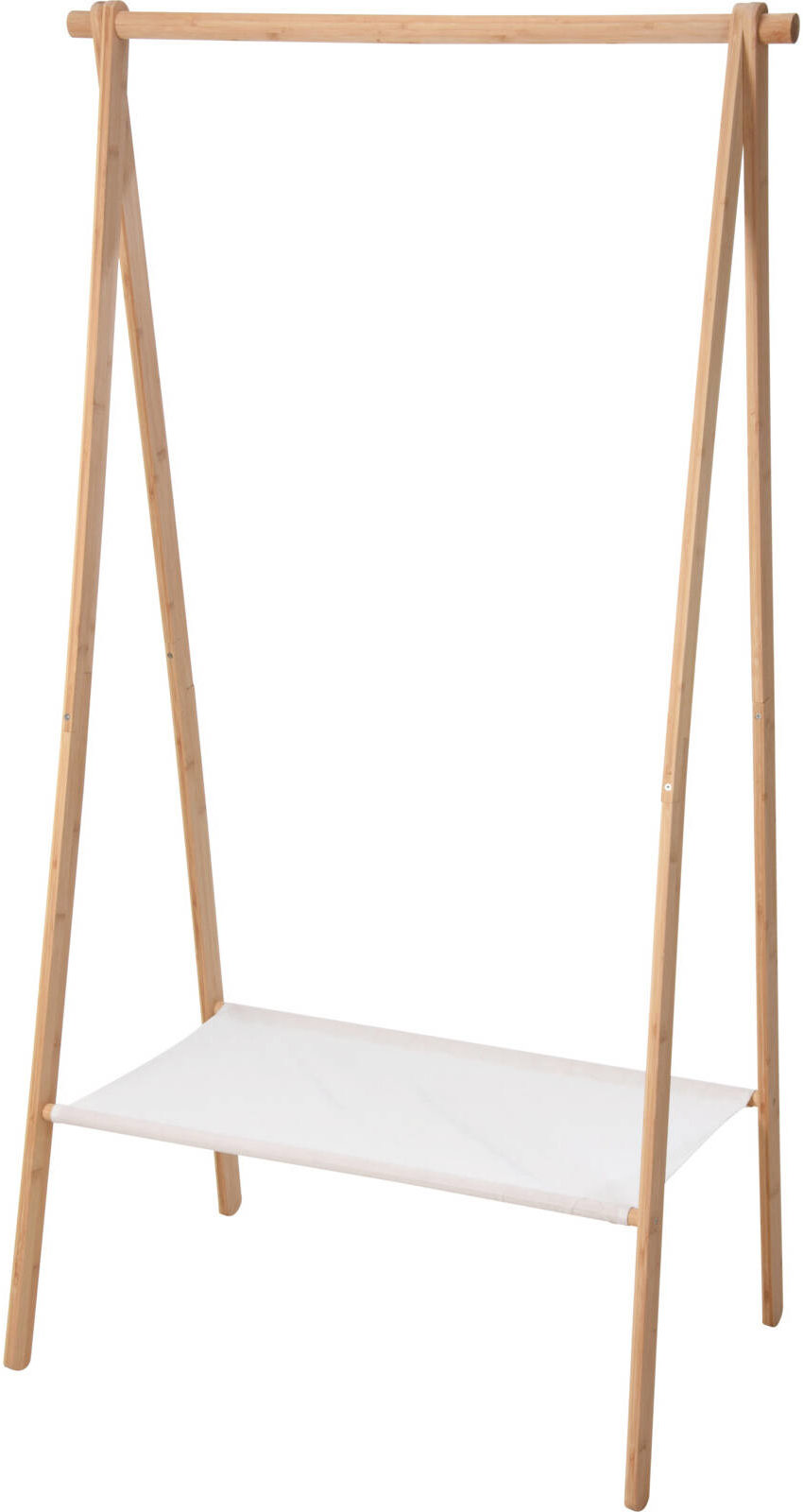 Trends4you Stojací bambusový vešiak na oblečenie + textilné police, 86 × 57 × 155 cm