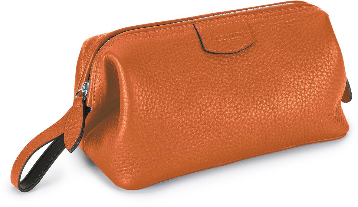 Truefitt & Hill Gentleman's Washbag, kožená kozmetická taška oranžová