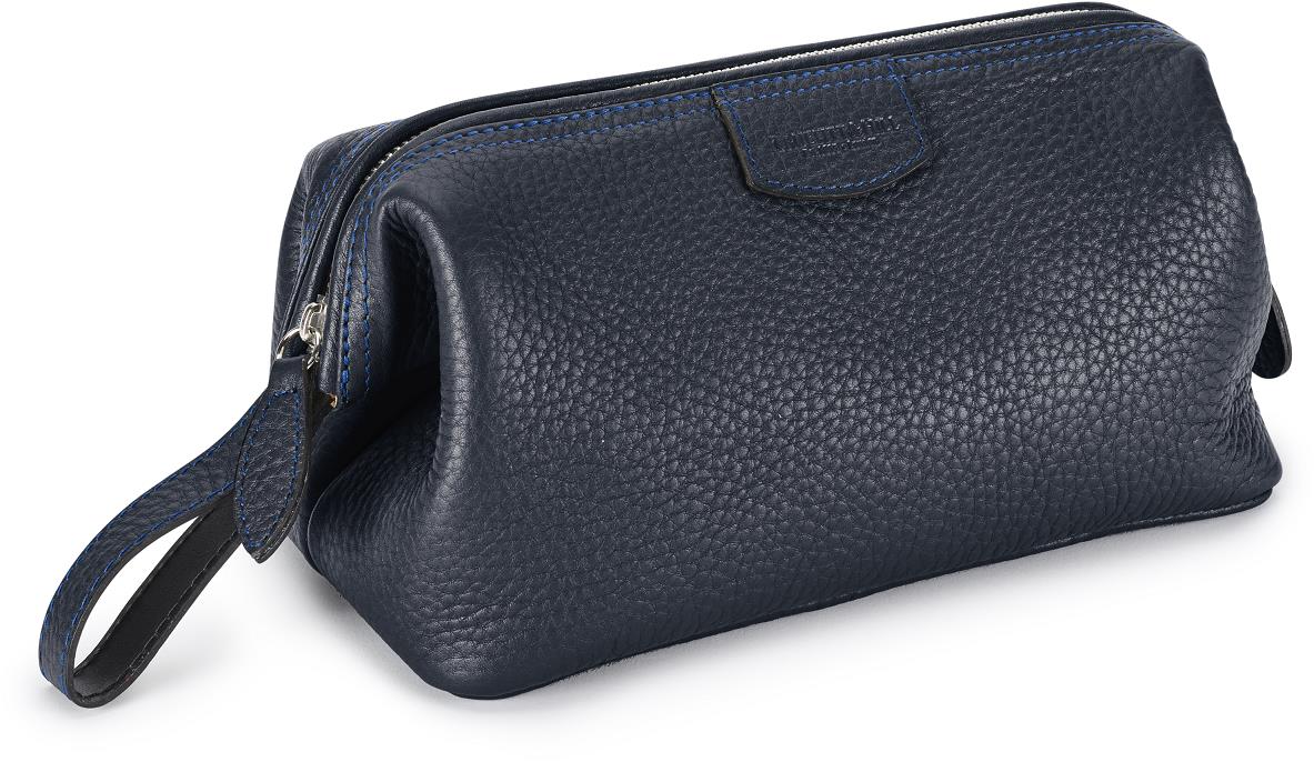 Truefitt & Hill Gentleman's Washbag, kožená kozmetická taška modrá