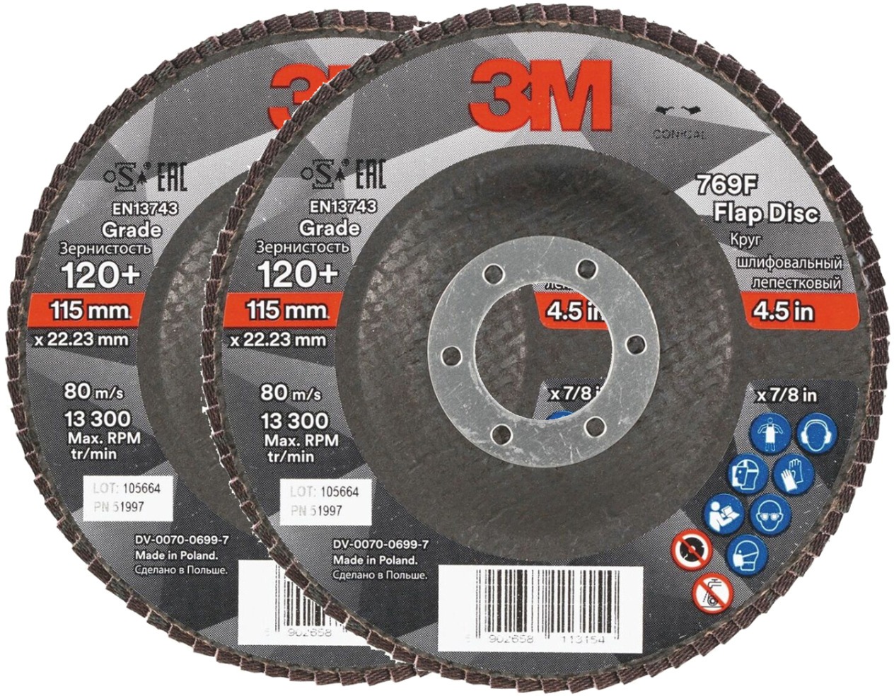 3M 769F Lamelový Kotúč, priemer 115 mm, zrnitosť 120+, 2 ks