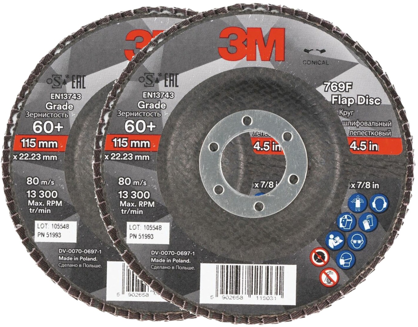 3M 769F Lamelový Kotúč, priemer 115 mm, zrnitosť 60+, 2 ks