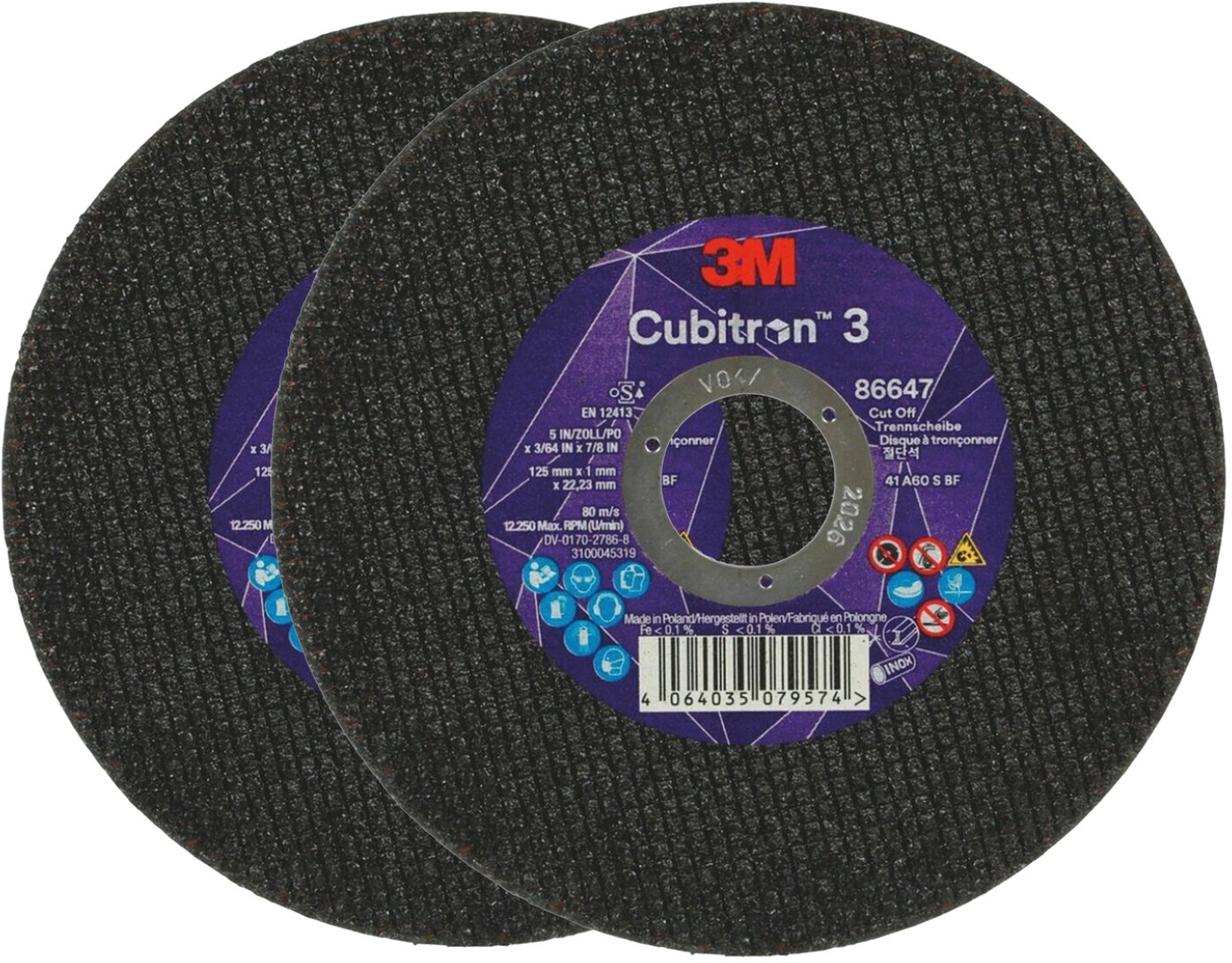 3M Cubitron 3 Rezný kotúč, rozmer 125 × 1 mm, 2 ks, 86647