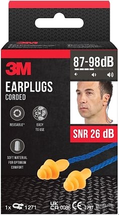 3M Šnúrkové zátky do uší 1271, SNR 26 dB, oranžové