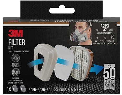 3M A2P3 Filtre na organické pary a častice 6003-1