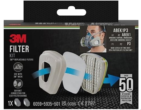 3M ABEK1P3 Kombinované filtre na plyny a častice 6004-1