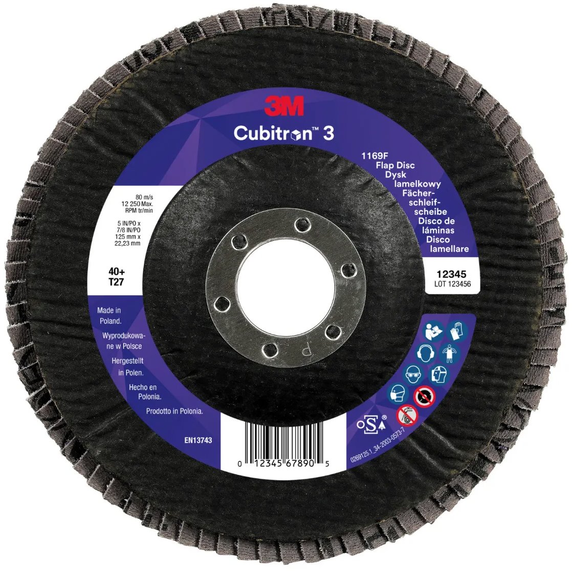 3M Cubitron 3 Lamelový kotouč 1169F, T27, 125 mm × 22,23 mm, zrnitost 40+