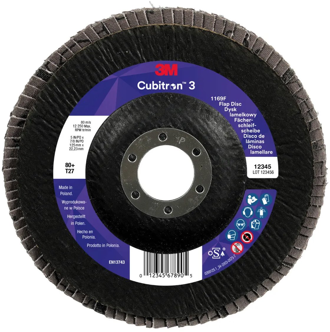 3M Cubitron 3 Lamelový kotouč 1169F, T27, 125 mm × 22,23 mm, zrnitost 80+