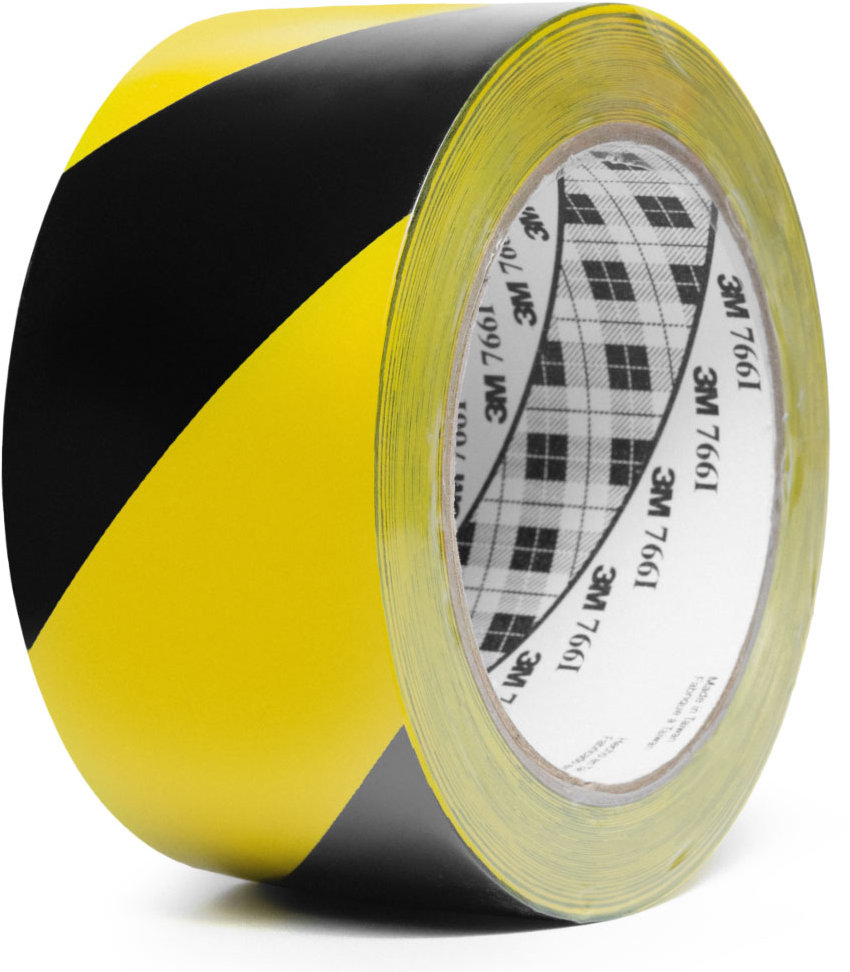 3M označovacia PVC lepiaca páska na bezpečnostné značenie 766i, 50 mm × 33 m, čierno-žltá