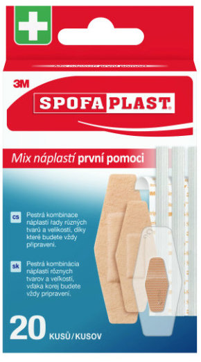 3M Spofaplast mix náplastí (balíček prvej pomoci) 607, rôzne druhy, balenie 20 ks