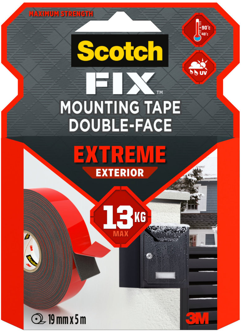 3M Scotch-FIX™ Obojstranná extrémna exteriérová montážna páska PT1100-1950-P, 19 mm × 5 m