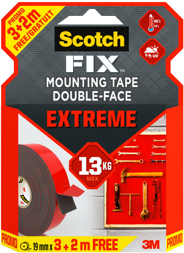 3M Scotch-FIX™ Supersilná obojstranná montážna páska PT1100-193 + 20, 19 mm × 3 + 2 m