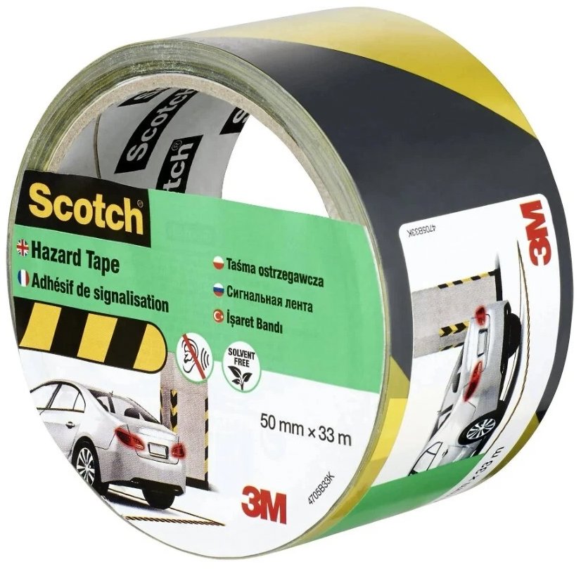 Scotch Lepiaca páska na bezpečnostné označenie, 50 mm × 33 m, čierno-žltá