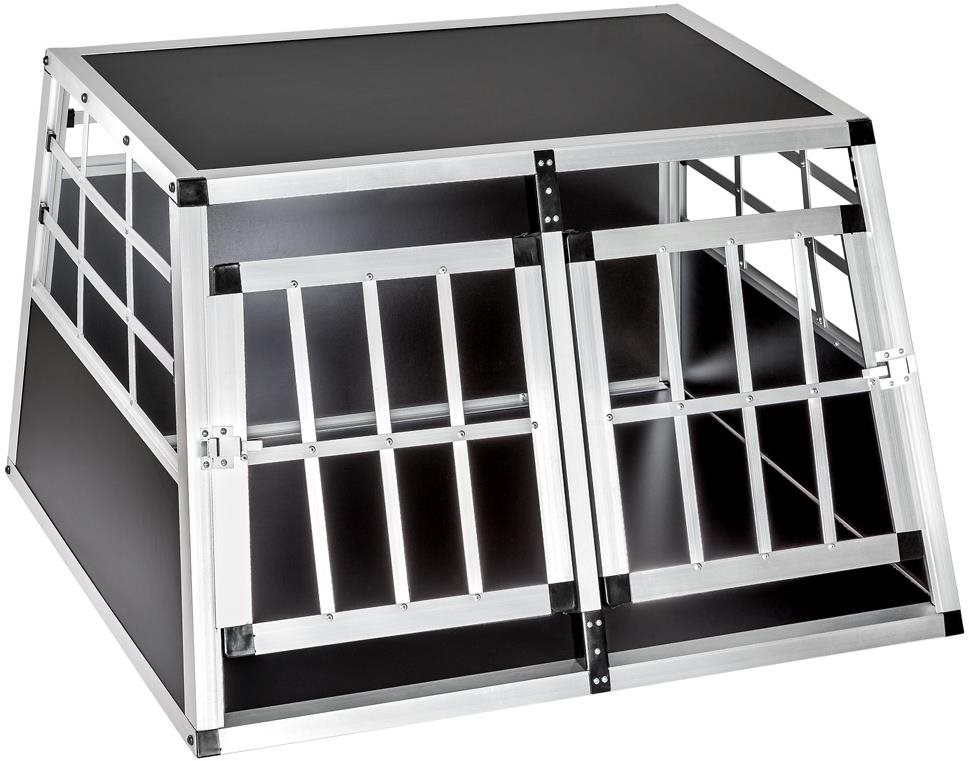 Tectake Prepravný box pre psa, dvojitý s rovnou zadnou stenou, 89 × 69 × 50 cm